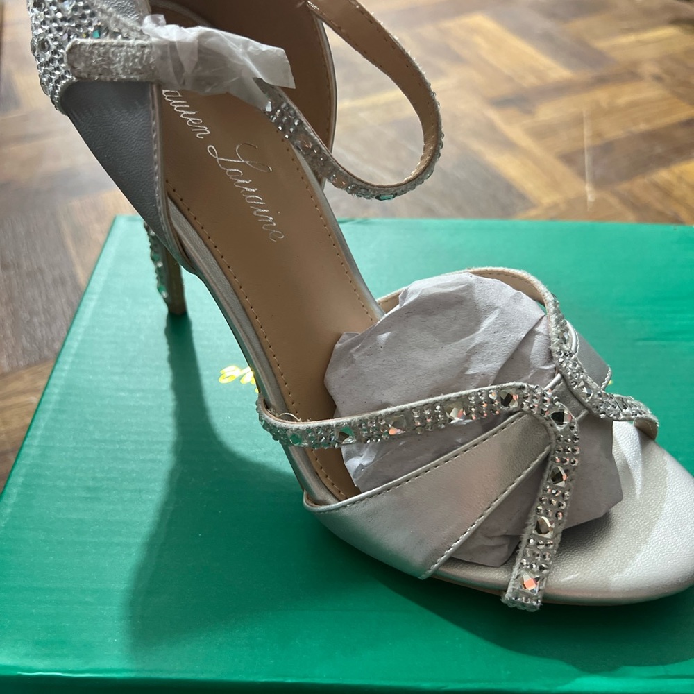 Lauren Lorraine Glittering Silver Heels